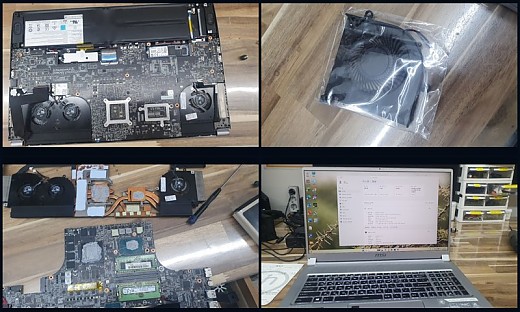 용인시 신갈동 MSI P75 쿨러 소음 문제 노트북수리